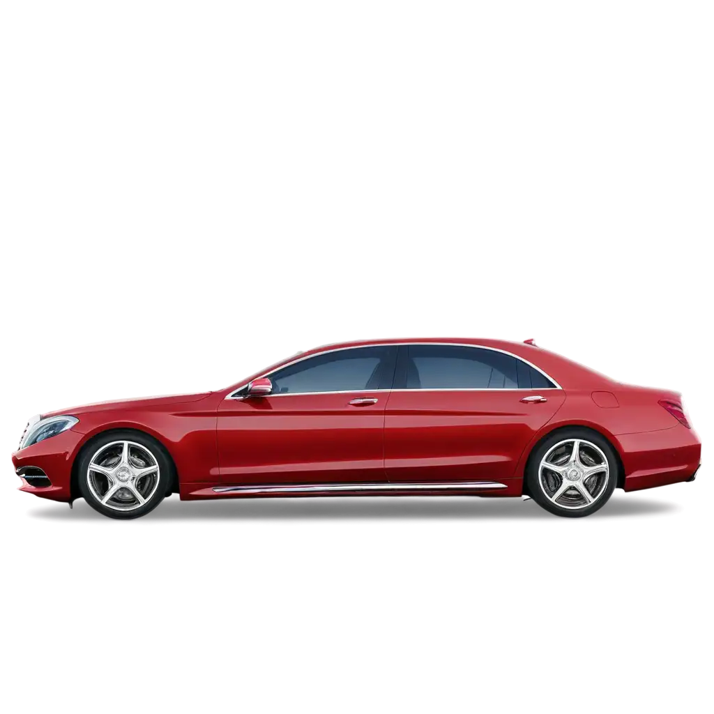 Red color Mercedes Benz S class Side view