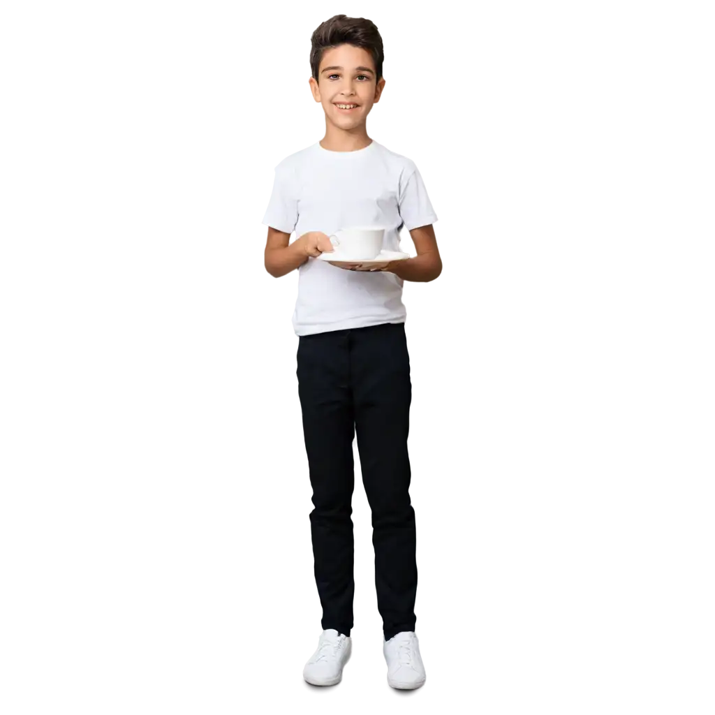 Iranian-Boy-in-White-TShirt-Holding-Tea-Saucer-PNG-Image-for-Clarity-and-Quality