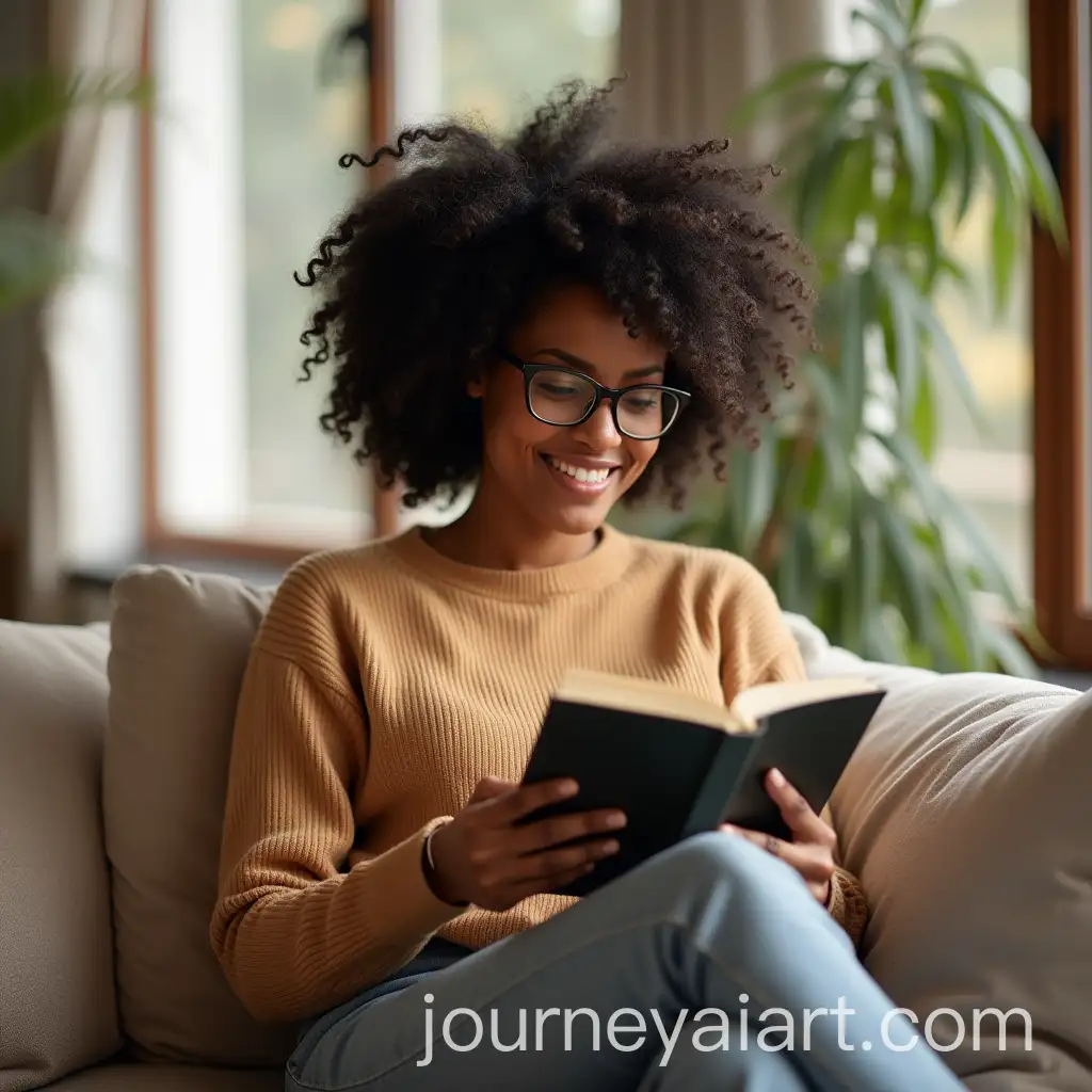 Elegant-African-Woman-Reading-in-a-Cozy-Modern-Living-Room