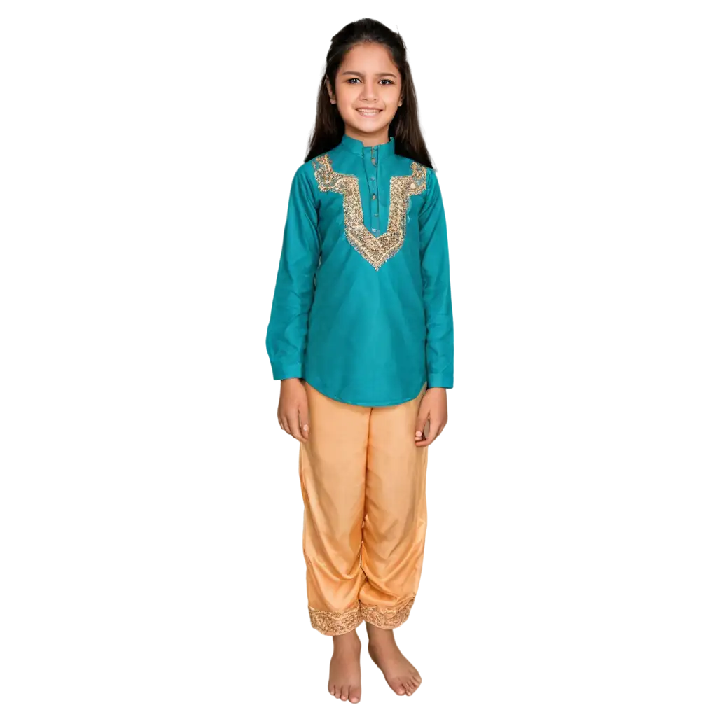 Beautiful-PNG-Image-of-a-12YearOld-Pakistani-Child-in-Shalwar-Kameez-Set-Against-a-Scenic-Background