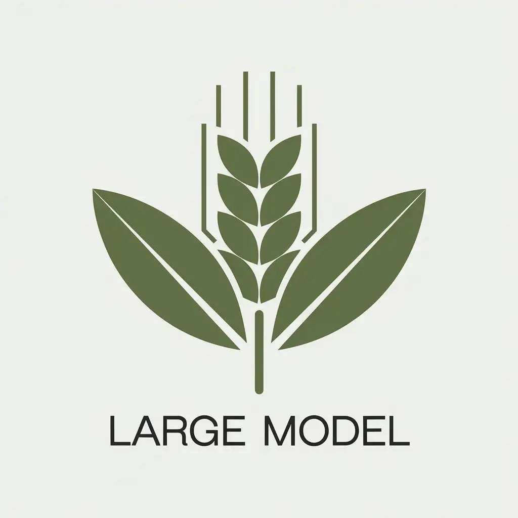 a vector logo design,with the text "large model", main symbol:green wheat,Minimalistic,clear background