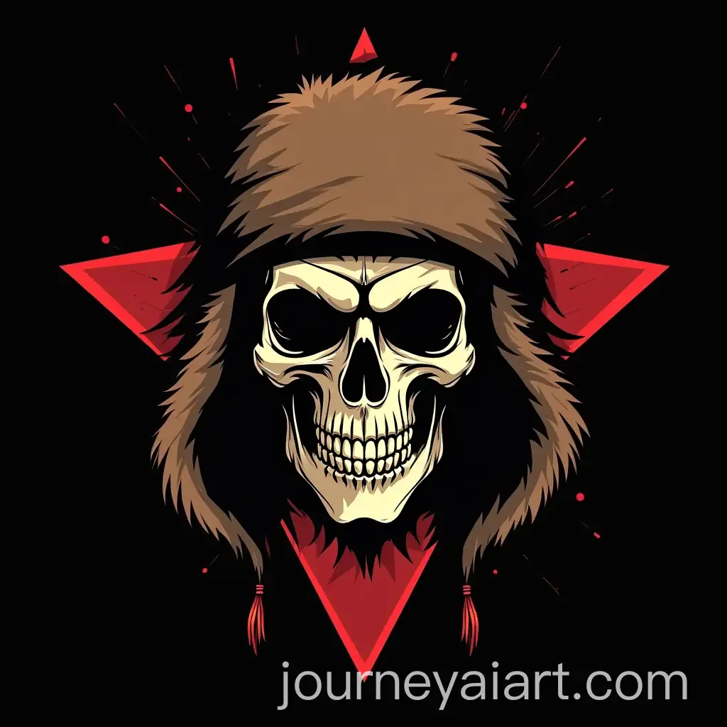 Vector-Biker-Emblem-with-SkullAI-Art-Prompt-Expansion-Wearing-Ushanka-Hat-and-Red-Star-on-Black-Background