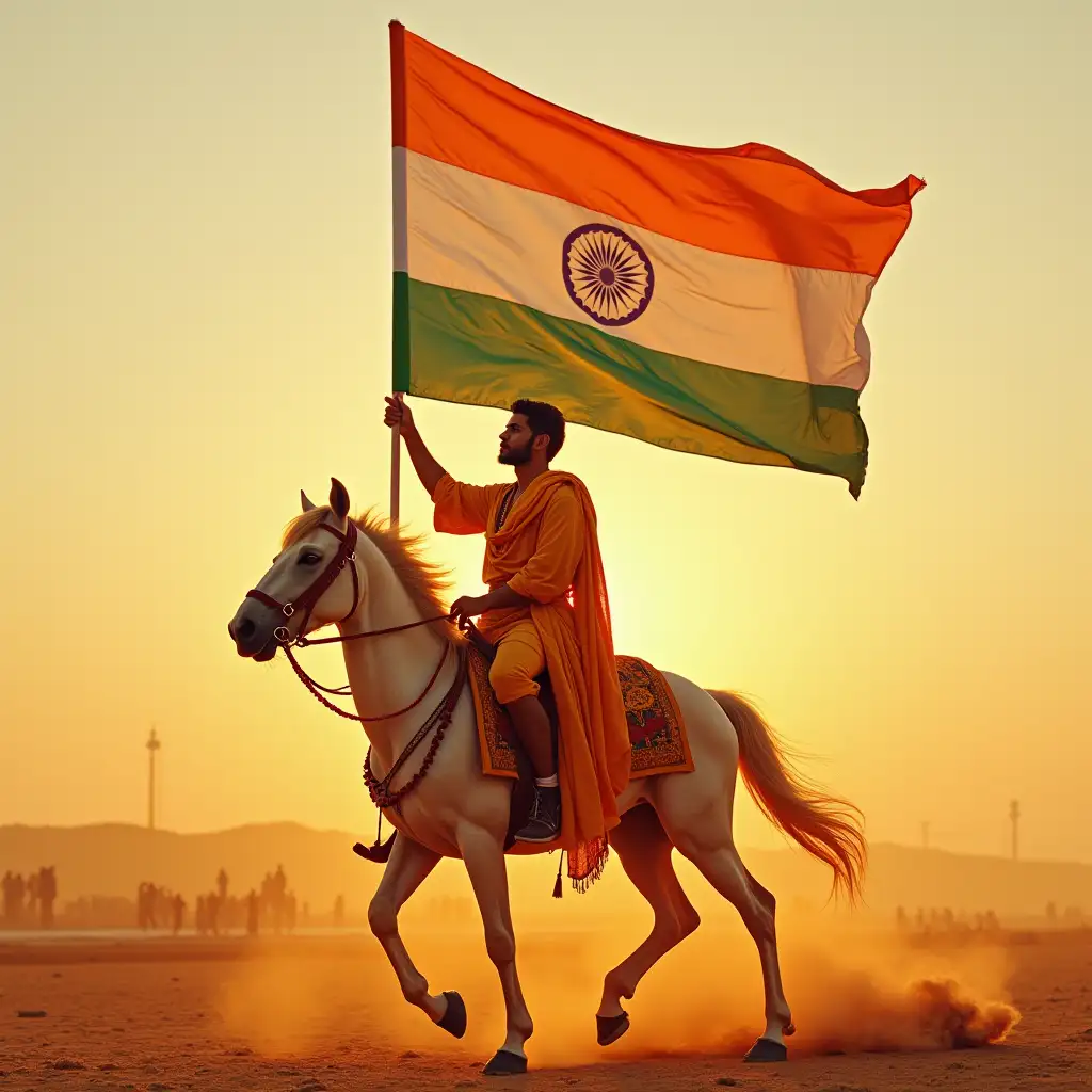 godess India with saffron flag