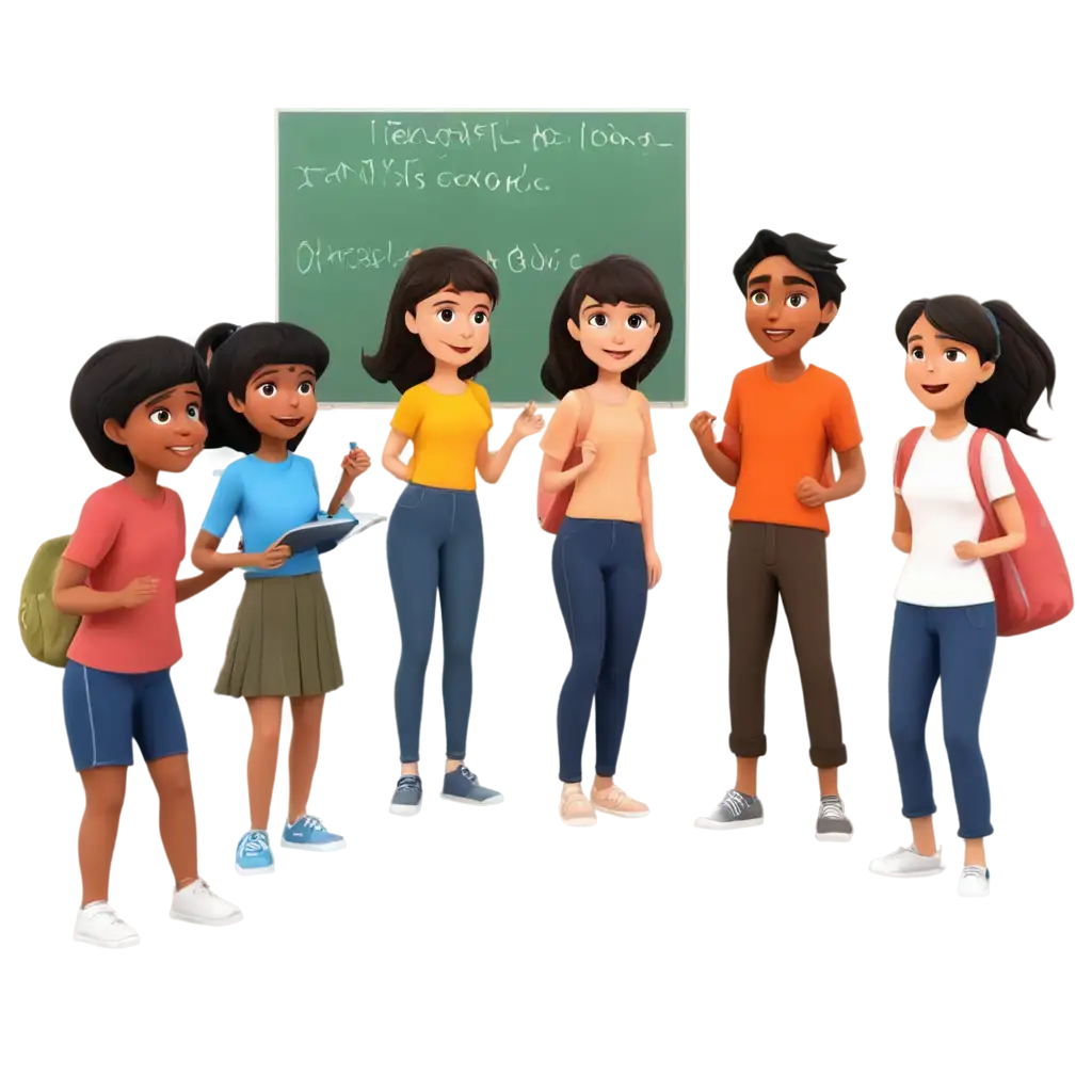 Adolescents in a classroom taking attendance the teacher in animated cartoon aspect that I have a background