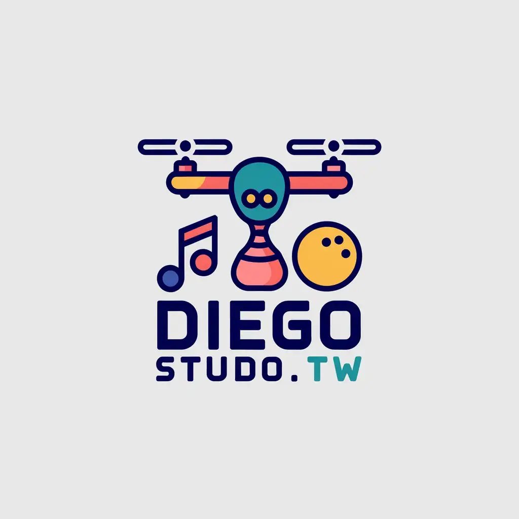 LOGO Design for DiegoTW Studio Drone Music Teaching Bowling Theme for Education Industry