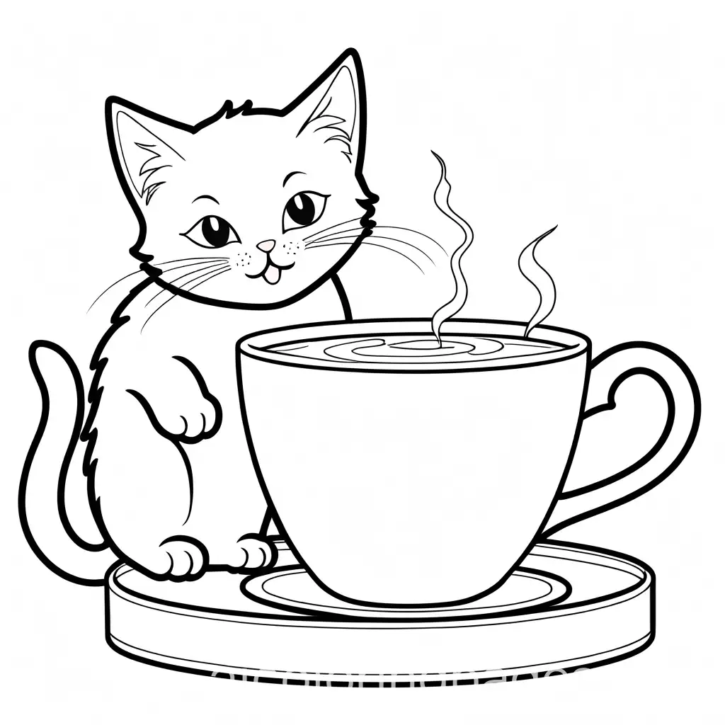 Cat-Drinking-Coffee-Coloring-Page