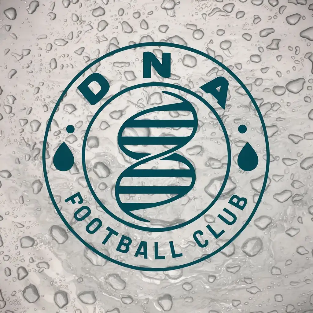 LOGO-Design-for-DNA-Football-Club-Circular-Badge-with-Water-Droplet-Patterns