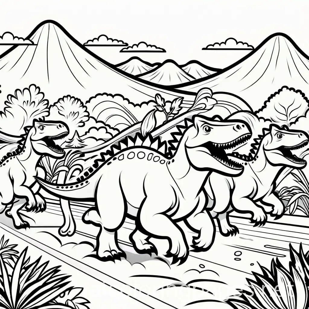 Dinosaurs-Marathon-Coloring-Page