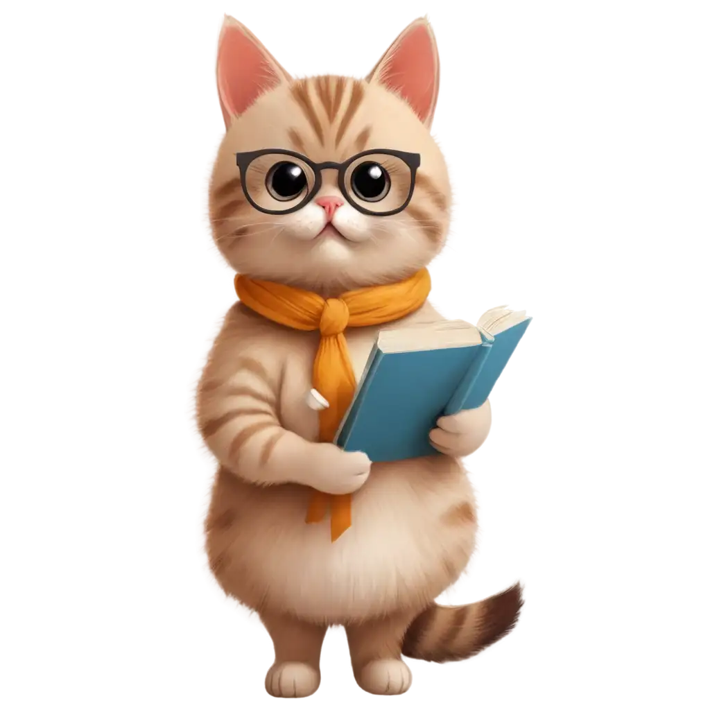 Adorable-PNG-Image-of-a-Cute-Cat-with-Book-and-Pencil-Enhance-Your-Content-with-Delightful-Visuals