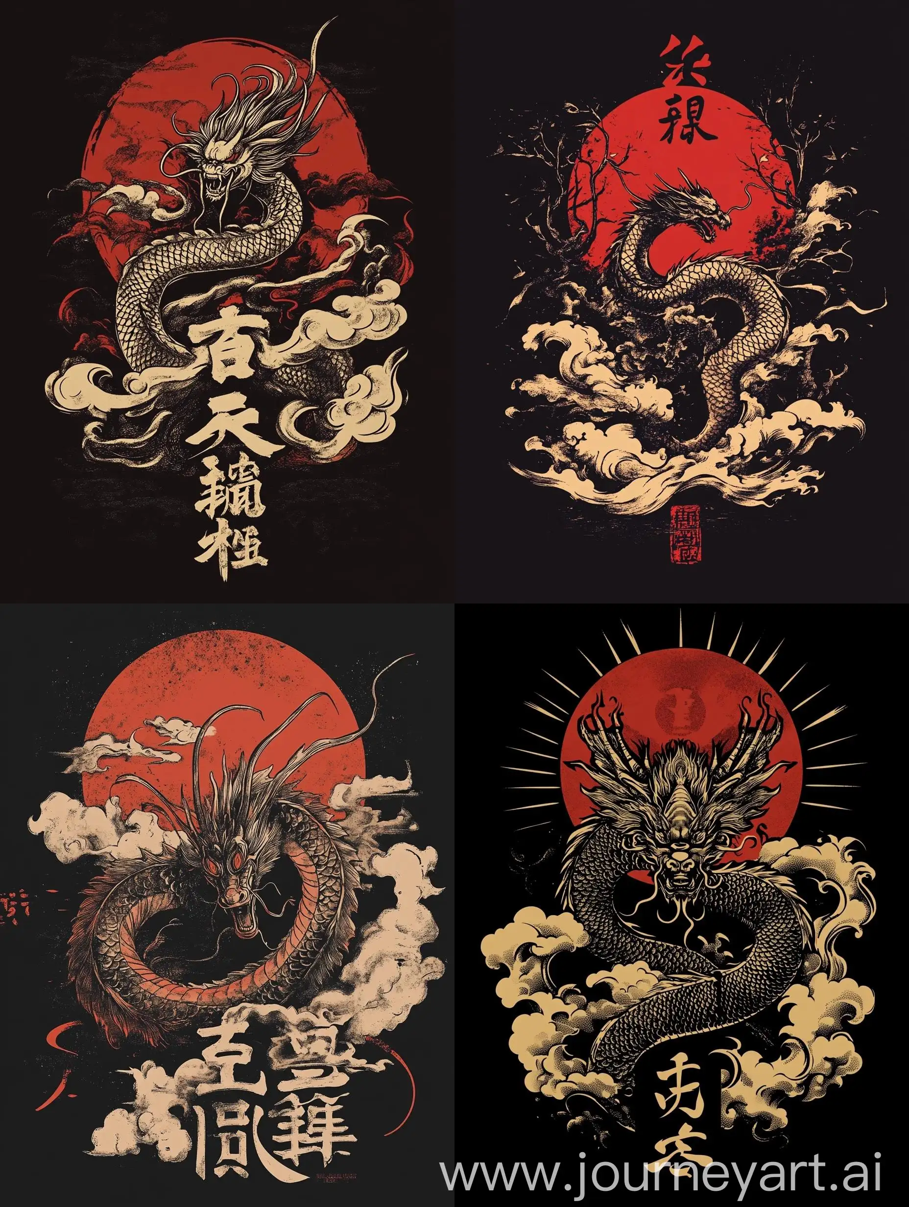 Vintage-Karate-Family-Logo-with-Irezumi-Style-and-Dragon-Myth-Elements