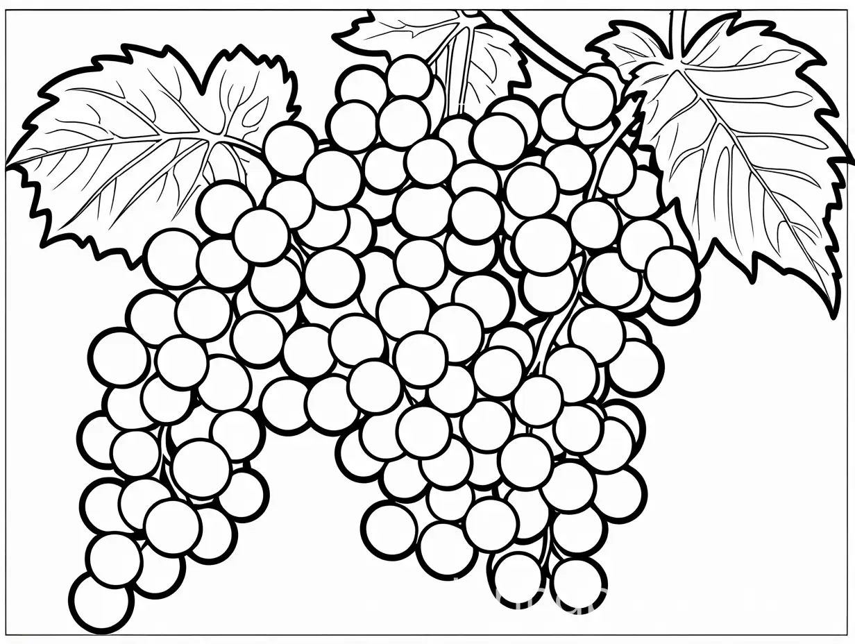 Grapes-Coloring-Page-with-Bold-Black-Outlines-on-White-Background