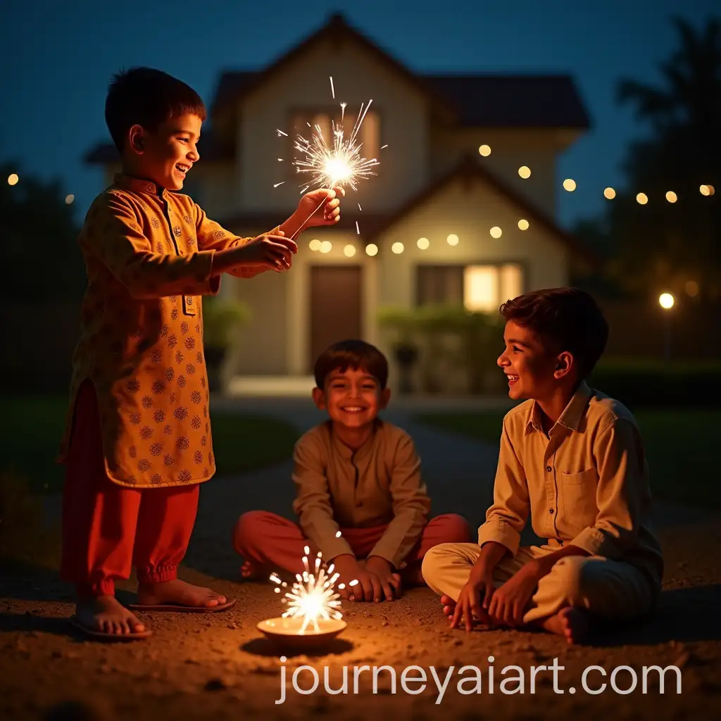 Joyful-Boys-Celebrating-Diwali-with-Sparklers-and-Fireworks
