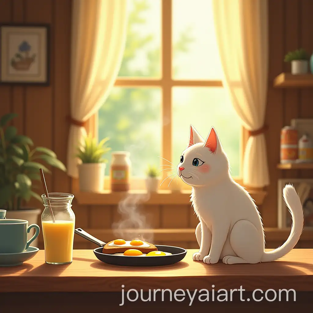 White-Cat-in-Cozy-Kitchen-Enjoying-a-Morning-Breakfast-Scene