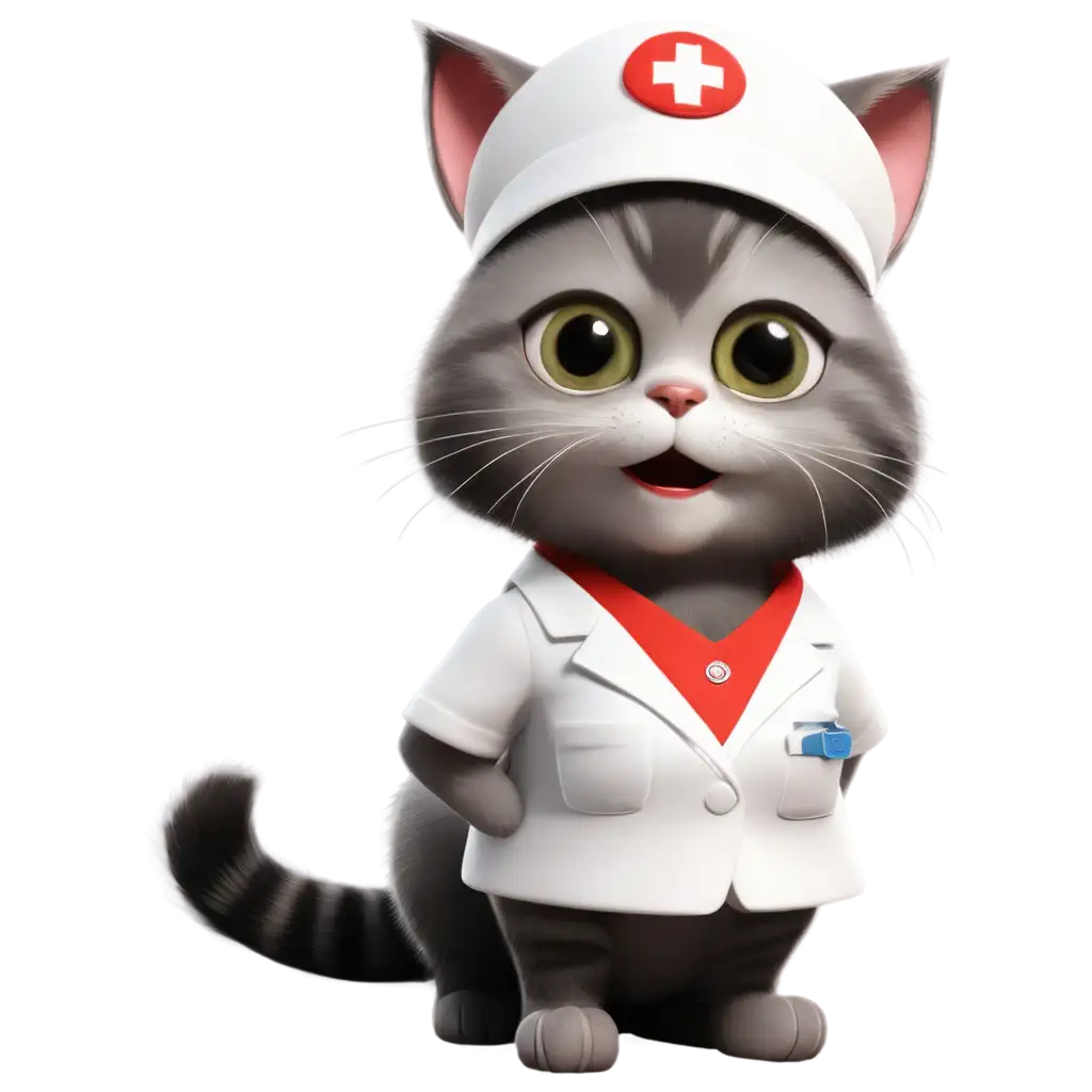 Realistic-3D-Cat-Dressed-as-Nurse-PNG-Image-Playful-and-Professional-Design