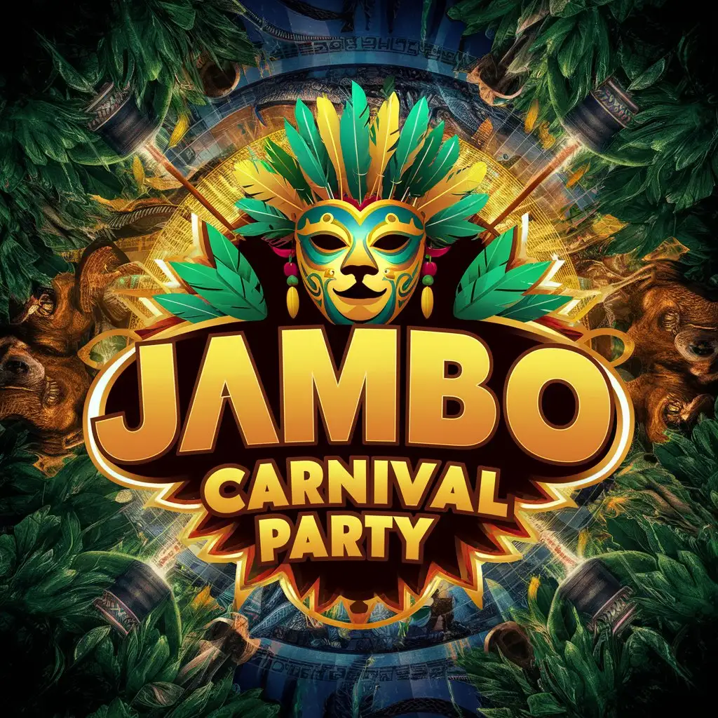 LOGO Design for Jambo Carnival Party Psychedelic Afro Carnival Mask with Safari and Jungle Theme