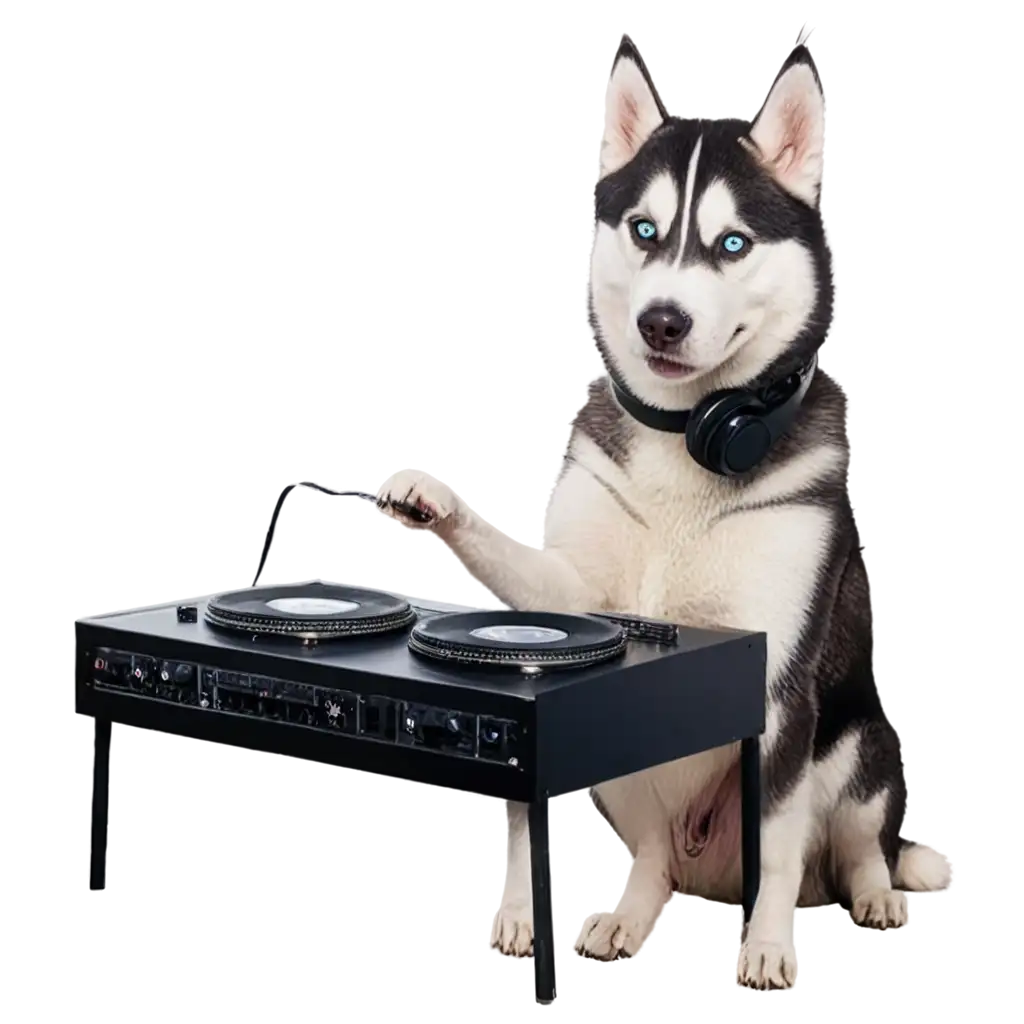 Siberian-Husky-DJ-PNG-Image-Creative-Canine-Disc-Jockey-Concept