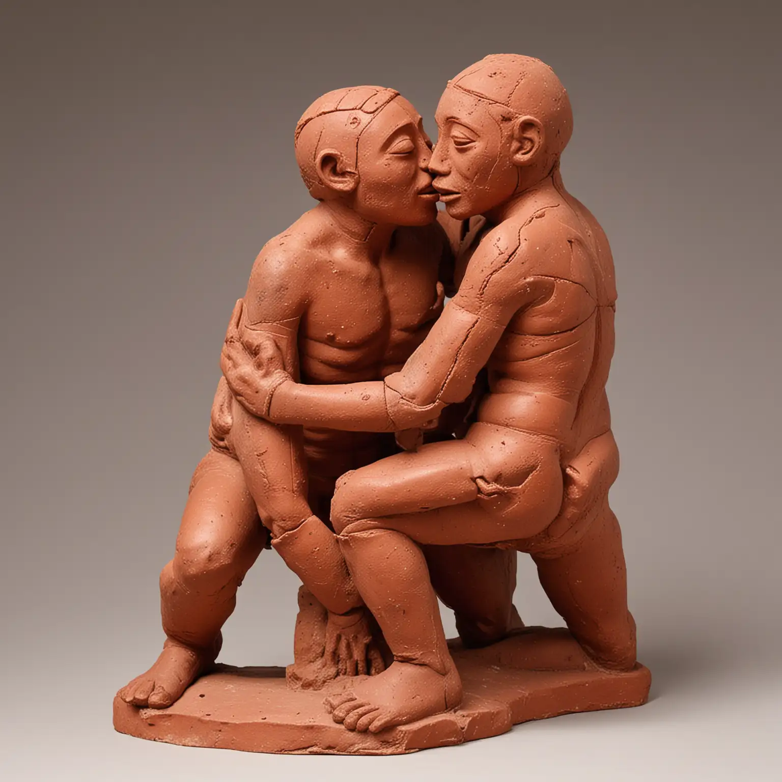 Medium Sized Homoerotic Red Earthenware Sculpture