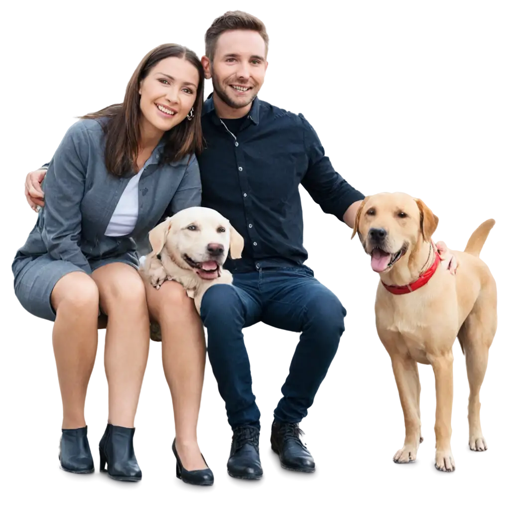 Young-Man-with-Beautiful-Wife-and-Dog-PNG-Image-for-Family-and-Pet-Themes