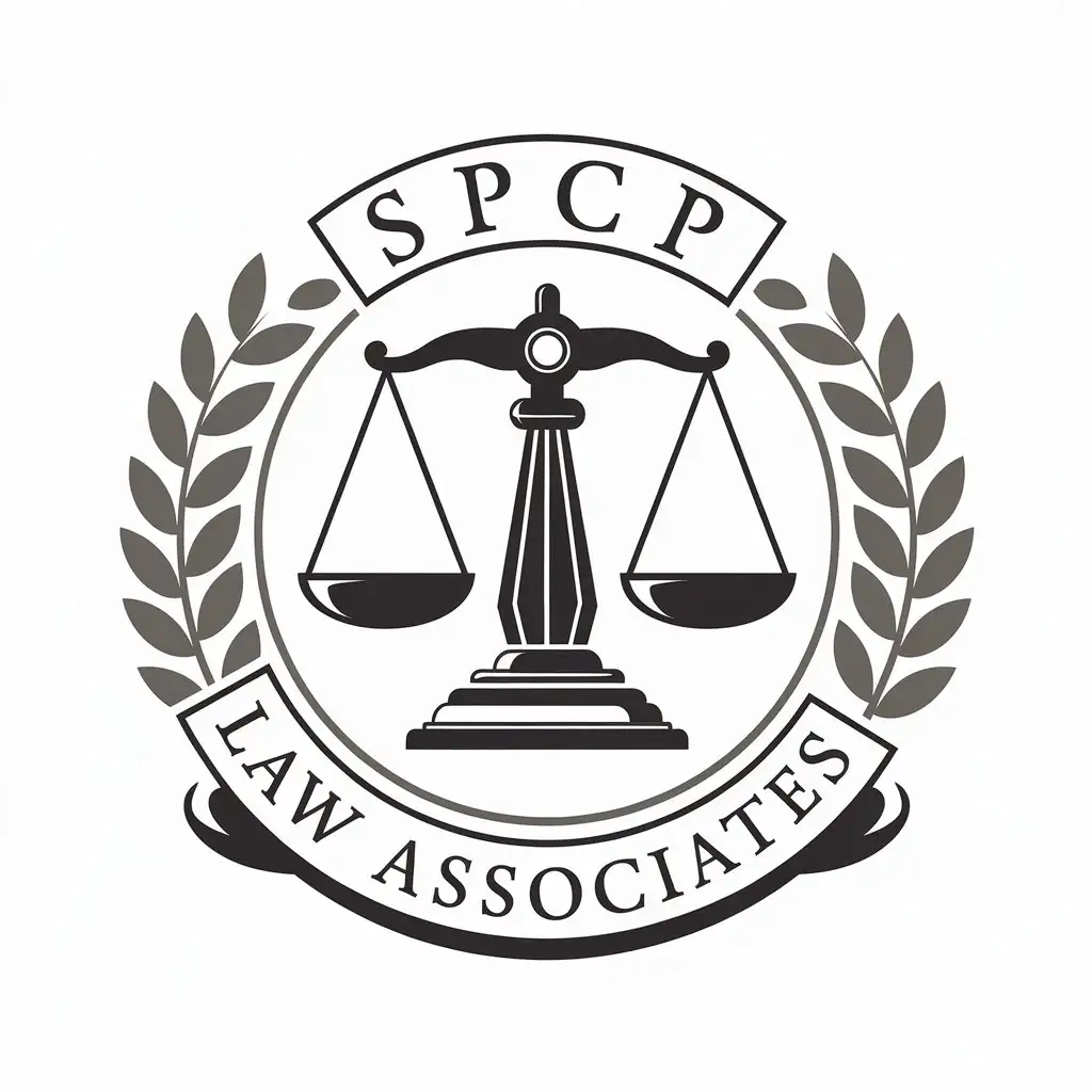 LOGO Design for SPCP Law Associates Vector Logo Featuring Weighing Machine Symbol for Legal Industry