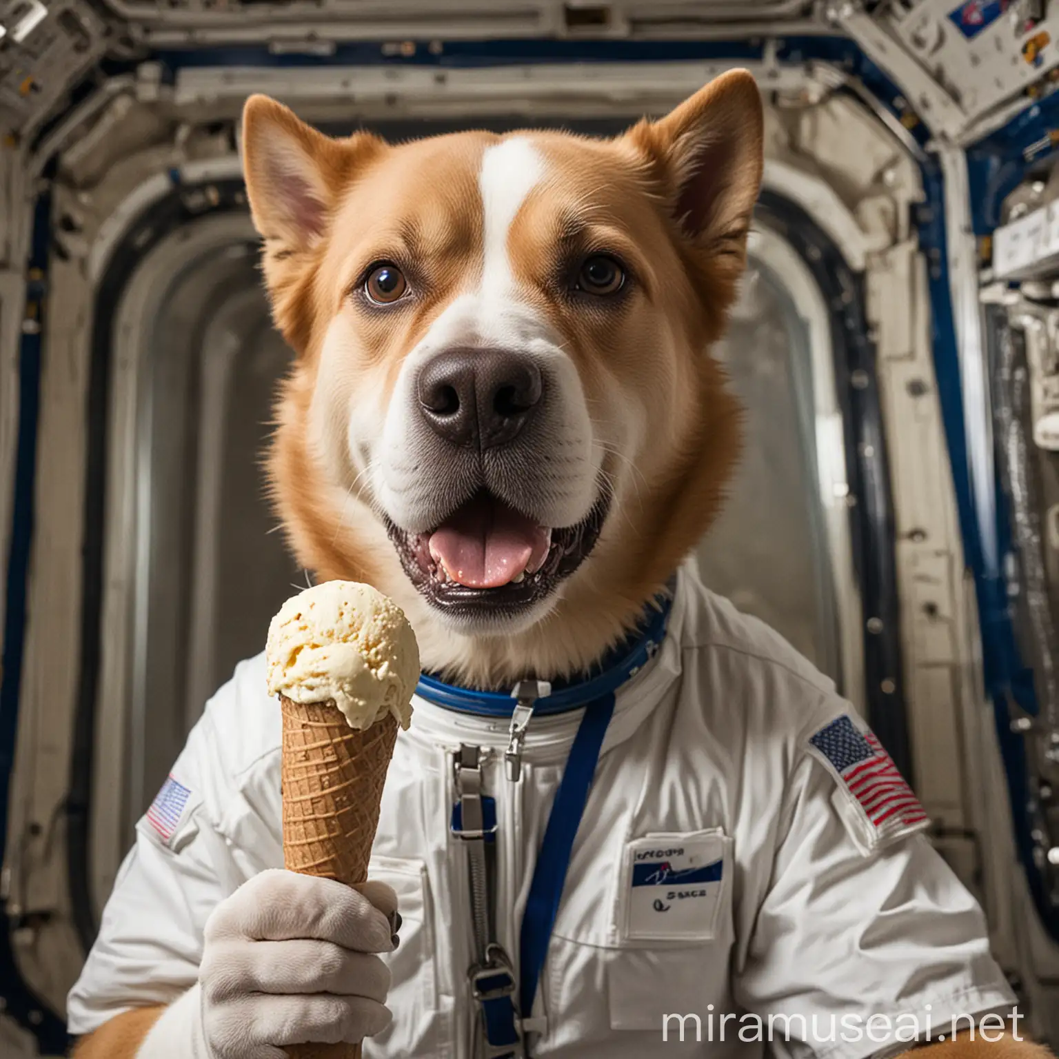 Dog Eating Ice Cream at the International Space Station