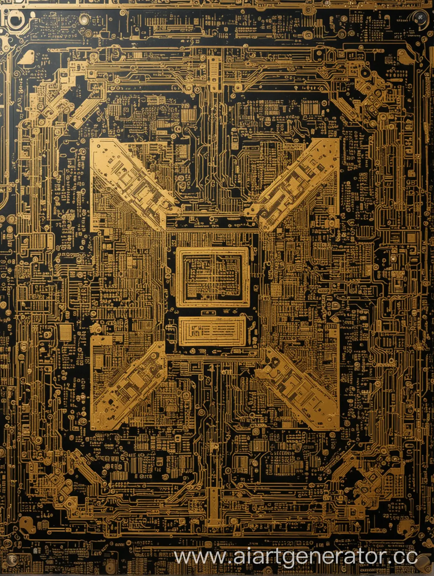 Intricate-Golden-Pattern-on-Printed-Circuit-Board