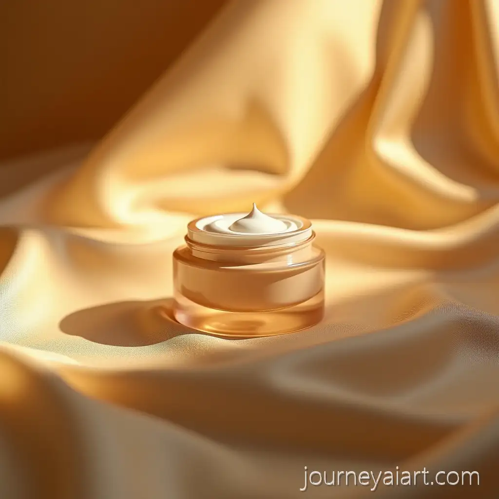 Luxury-AntiAging-Cream-Jar-on-Silky-Champagne-Fabric-in-Golden-Hour-Light