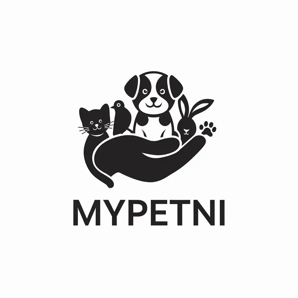 LOGO Design for MyPetnI Minimalistic Hand Cute Eye Puppy Kitten Bird Rabbit Theme for Animal Pets Industry