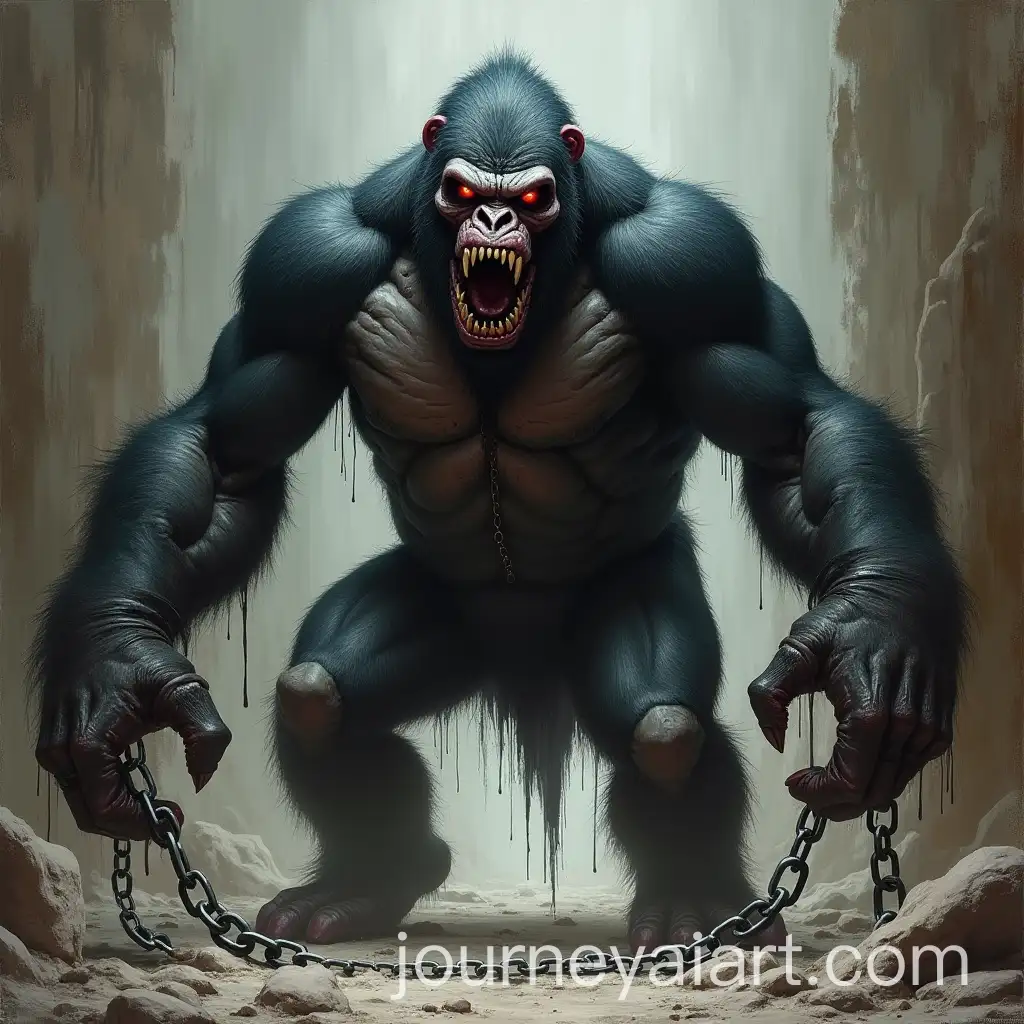 Dark-Fantasy-Futuristic-Chained-Gorilla-in-Mythological-Setting