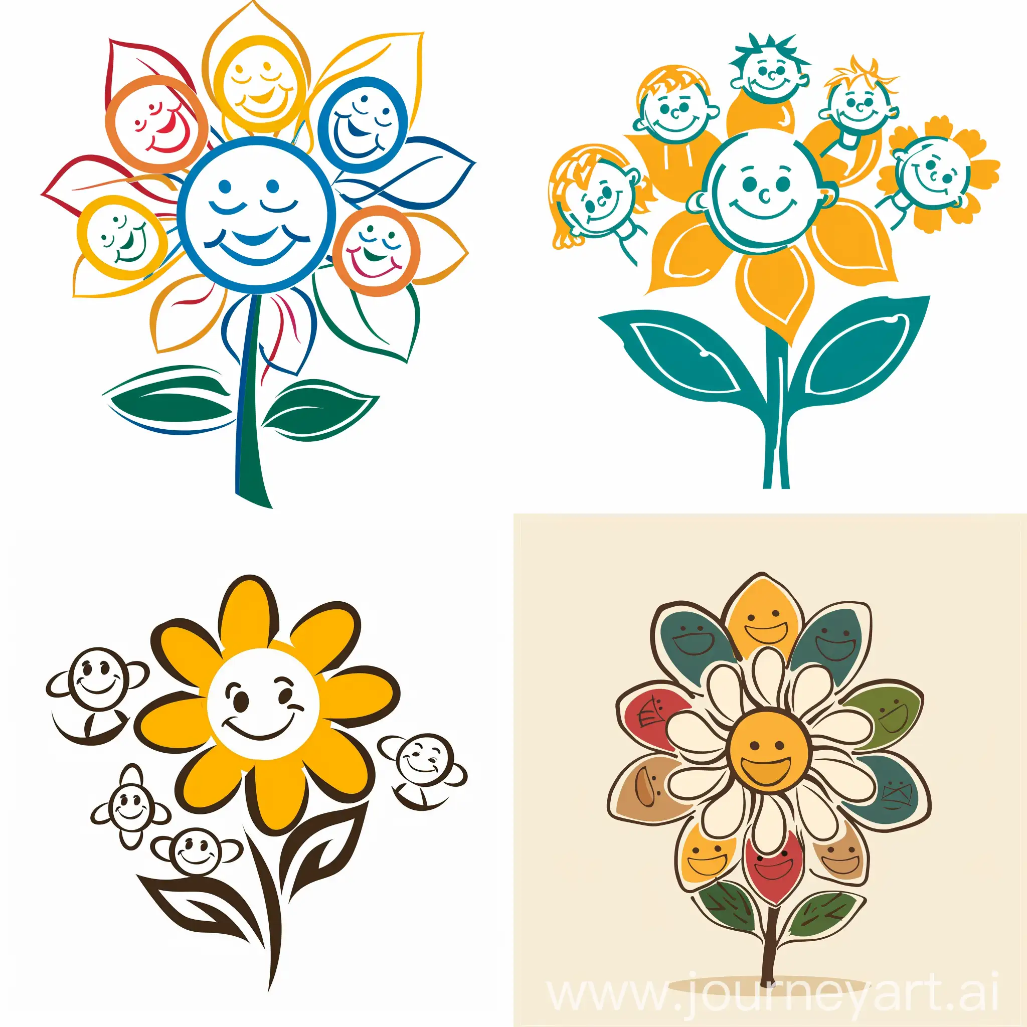 Cheerful-Flower-with-Childrens-Faces-Symbol-of-Joy-and-Inclusivity