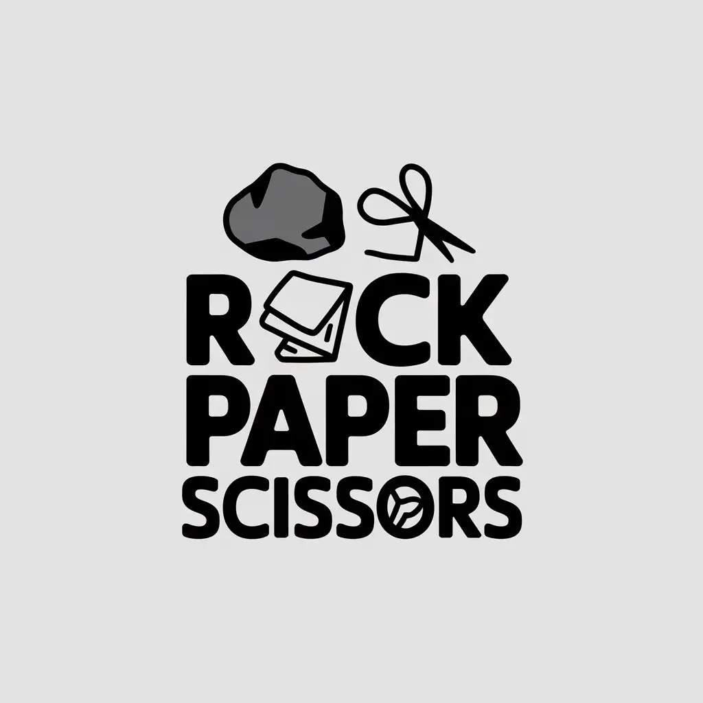 LOGO Design for Rock Paper Scissors Vector with Rock Paper and Scissors Symbol on Clear Background