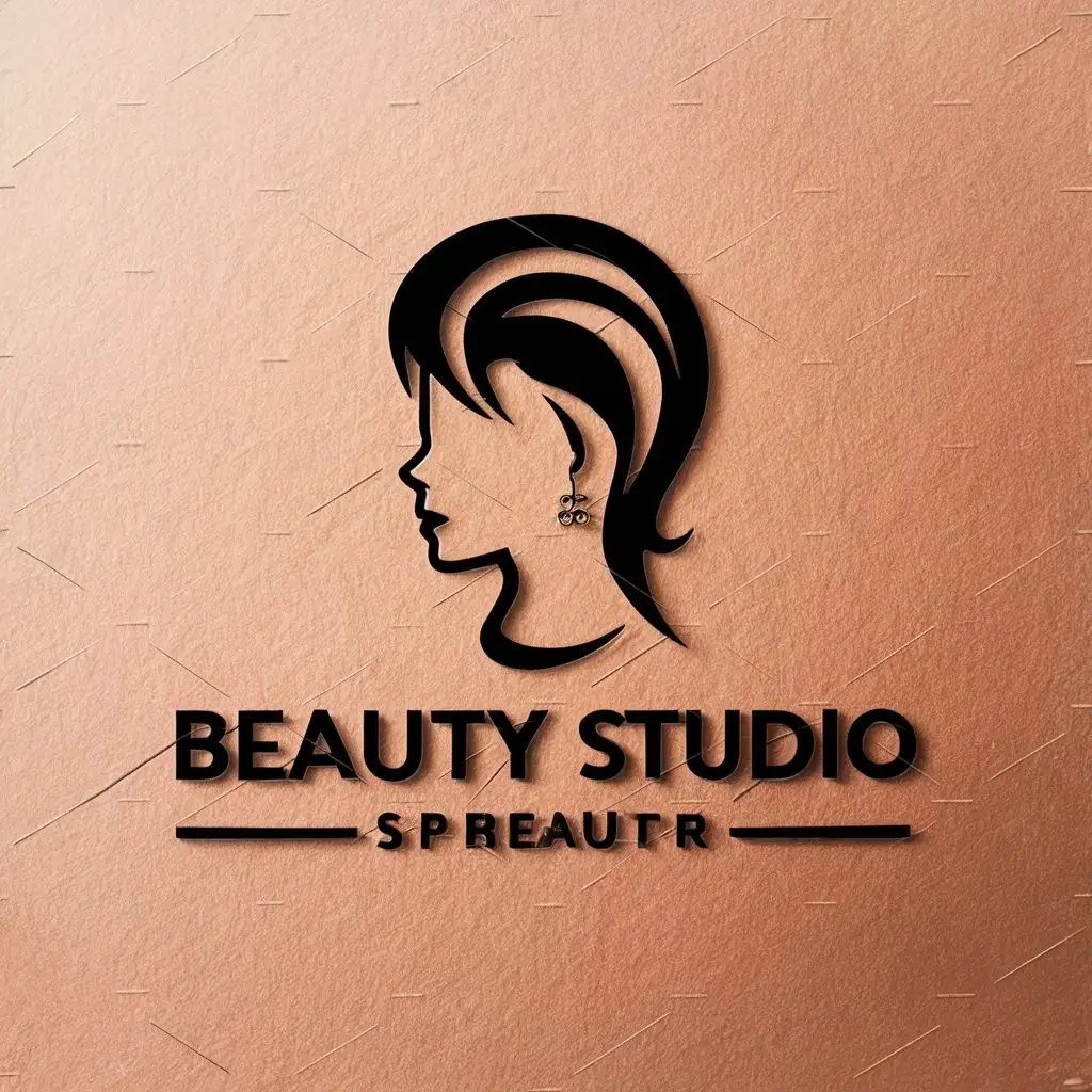 a vector logo design,with the text "Beauty studio", main symbol:silhouette of a hairstyle,Moderate,be used in Beauty Spa industry,clear background