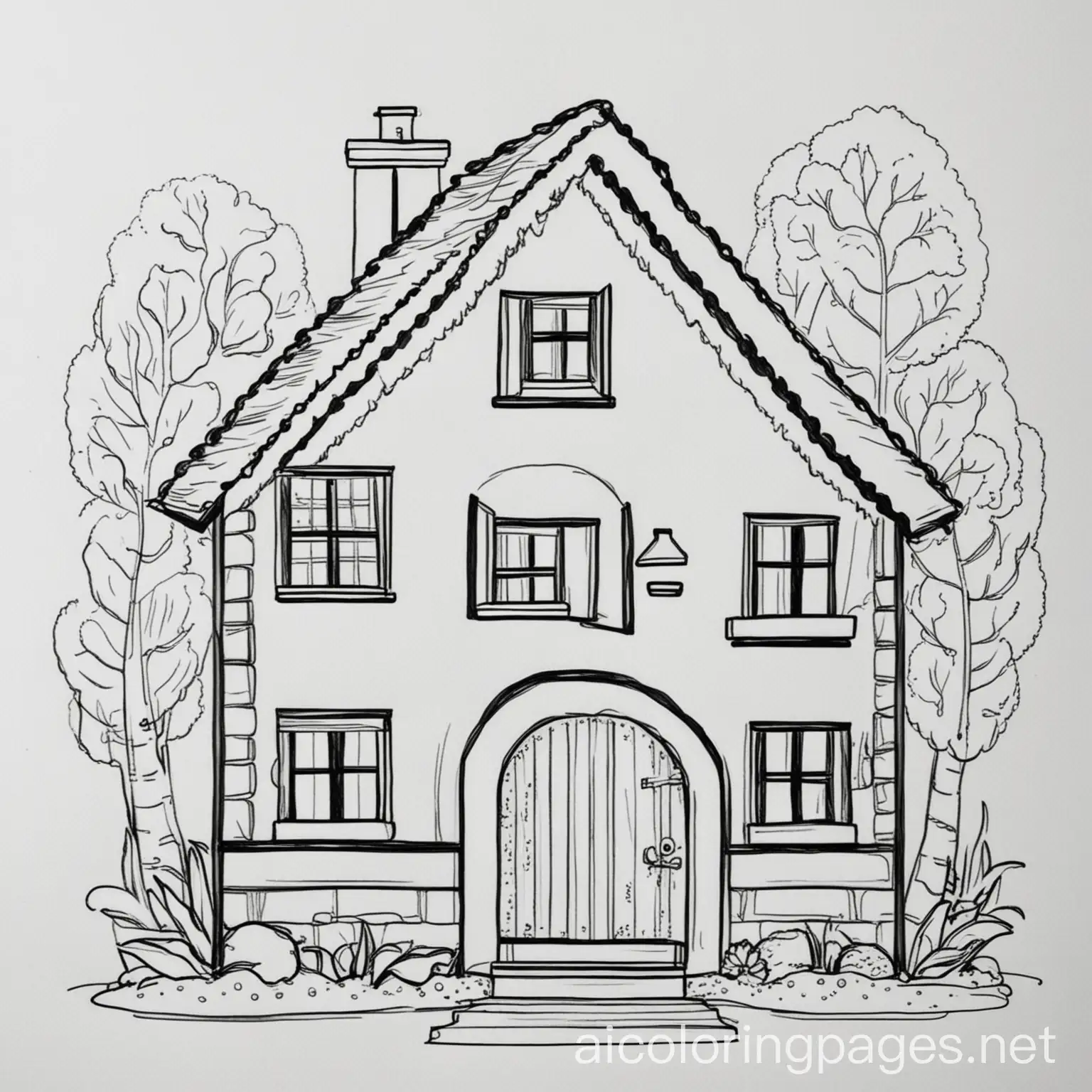 Childrens-Coloring-Page-Simple-Black-and-White-House-Line-Art