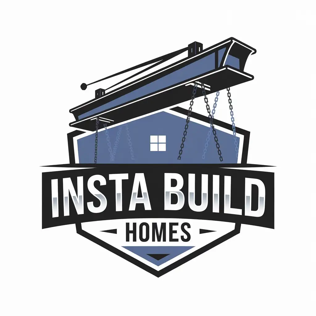 LOGO Design for Insta Build Homes Minimalistic Steel Beam with Crane Theme