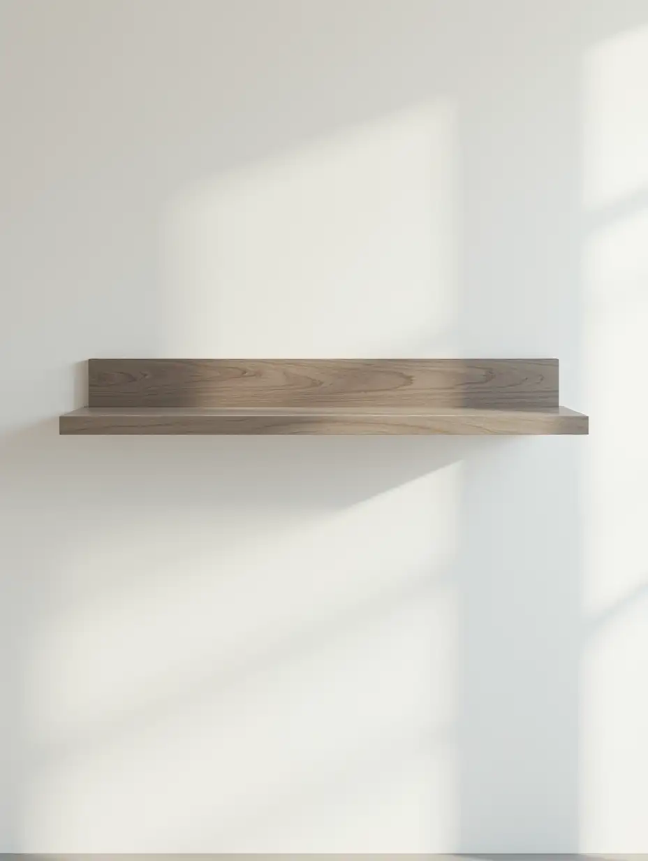 Minimalist Floating Shelf with Natural Grayish Brown Finish