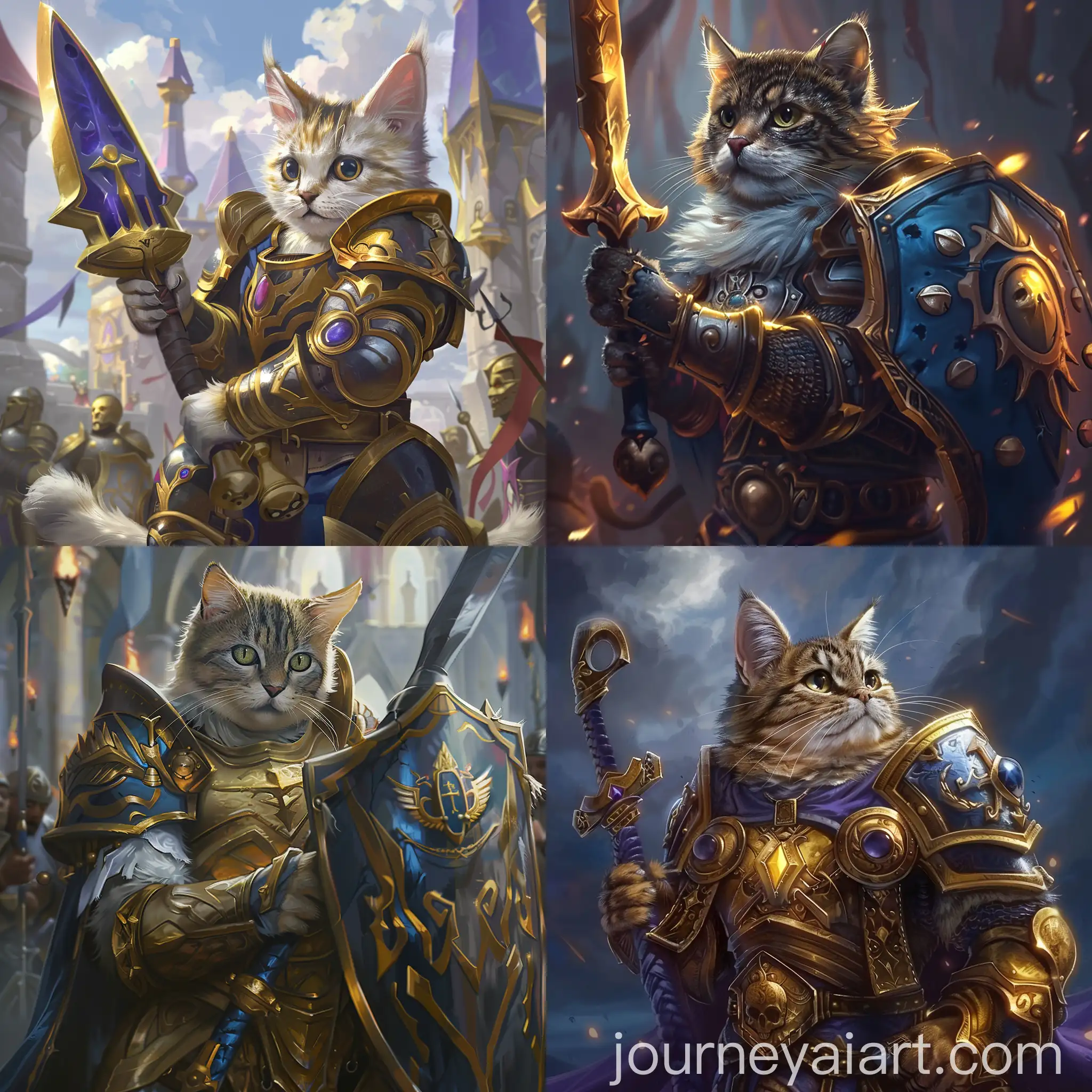 Holy-Paladin-Cat-in-Golden-Plate-Armor-Stormwind-Background