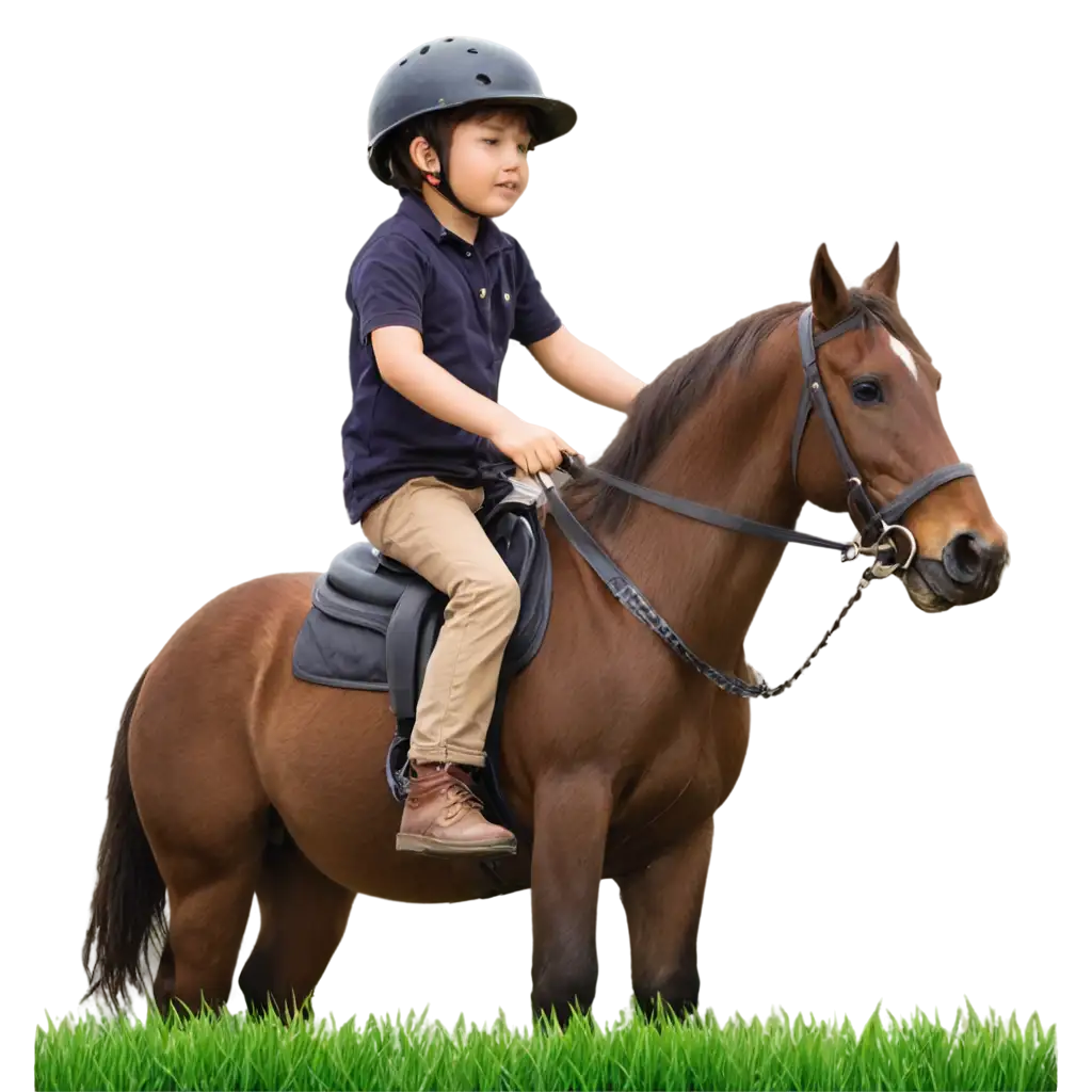 Little-Boy-Riding-a-Horse-with-Grass-Field-Background-PNG-Image-for-Clear-HighQuality-Visuals