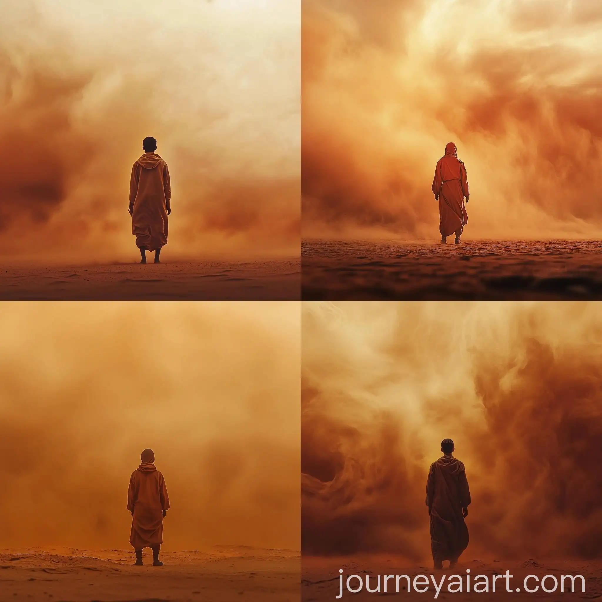 Man-Standing-in-Front-of-Sand-Storm