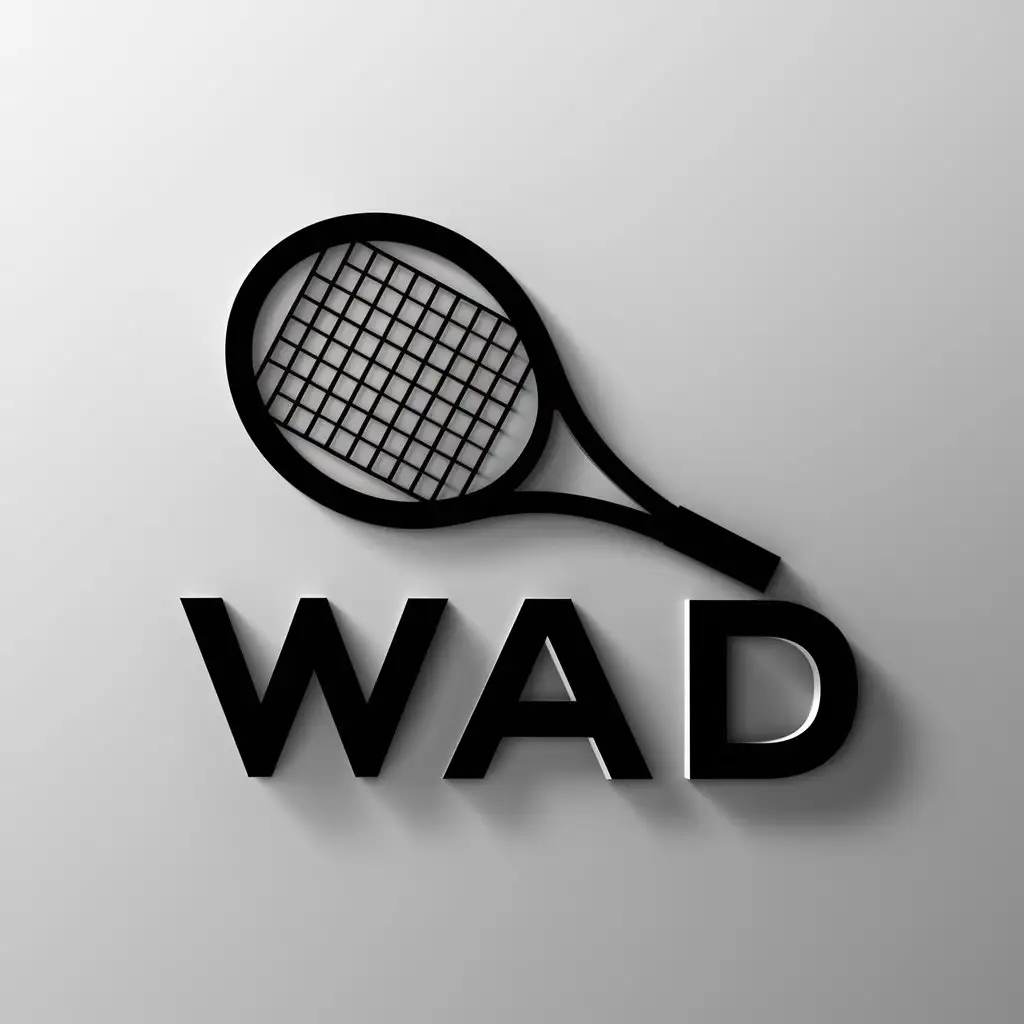 a logo design,with the text "WAD", main symbol:tennis,complex,clear background