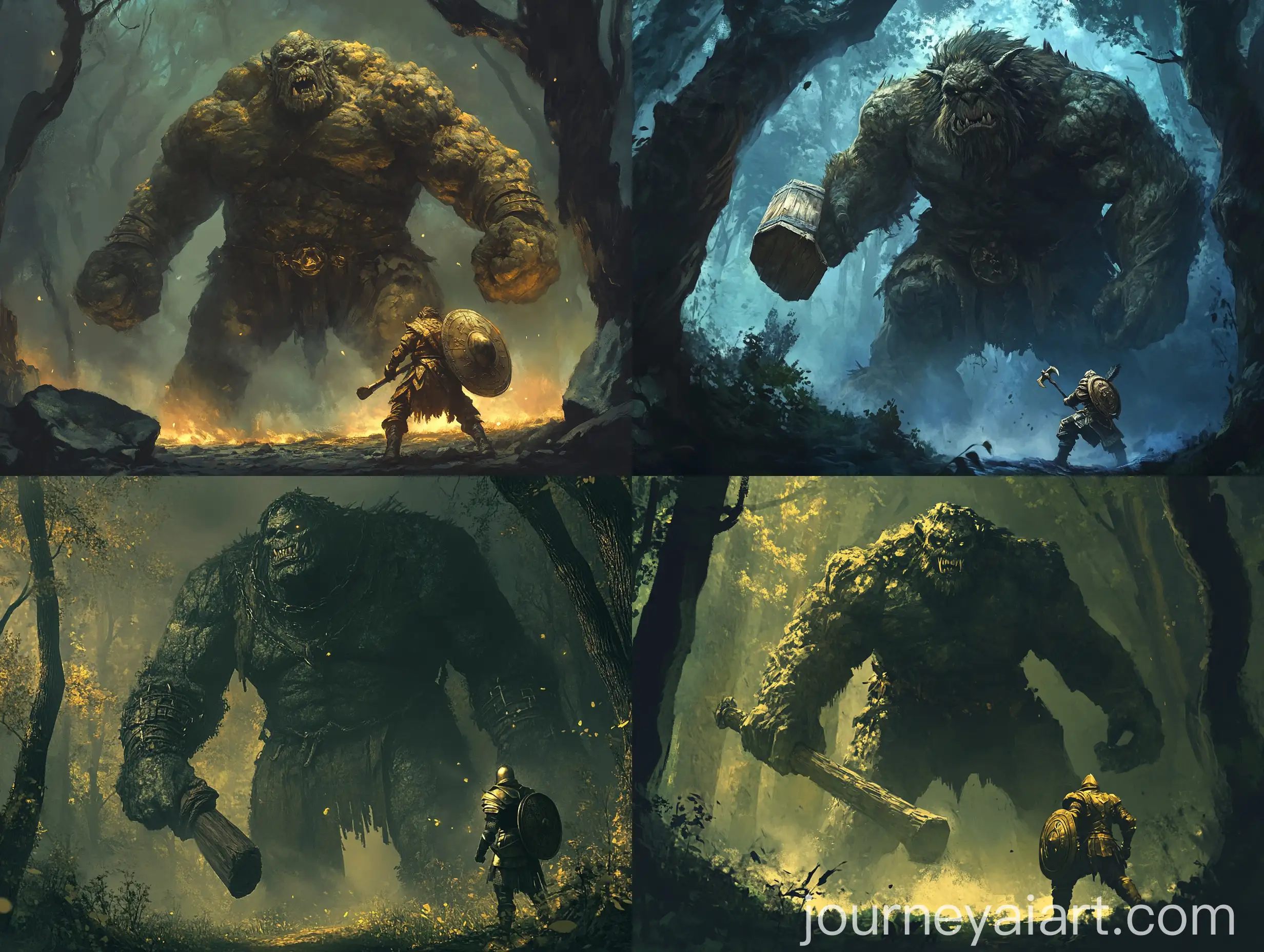 Golden-Armored-Knight-Defends-Against-Trolls-Brutal-Club-Attack