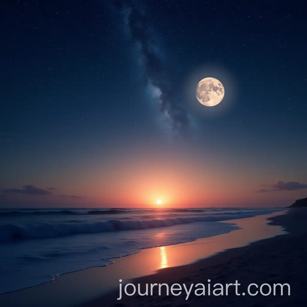 Moonlit-Beach-with-Starry-Sky-at-Sunset