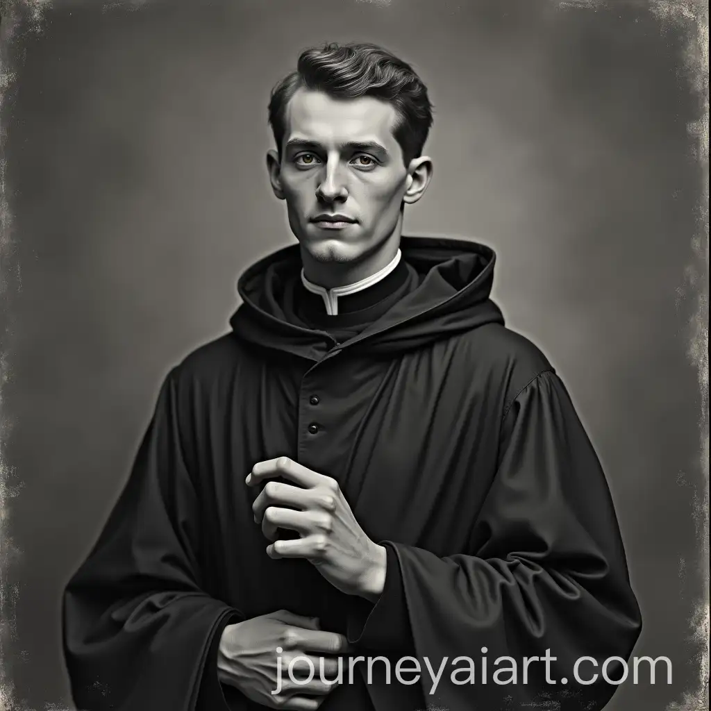 Saint-Anthony-of-Padua-in-Black-and-White-OldFashioned-Civilian-Style-Photograph