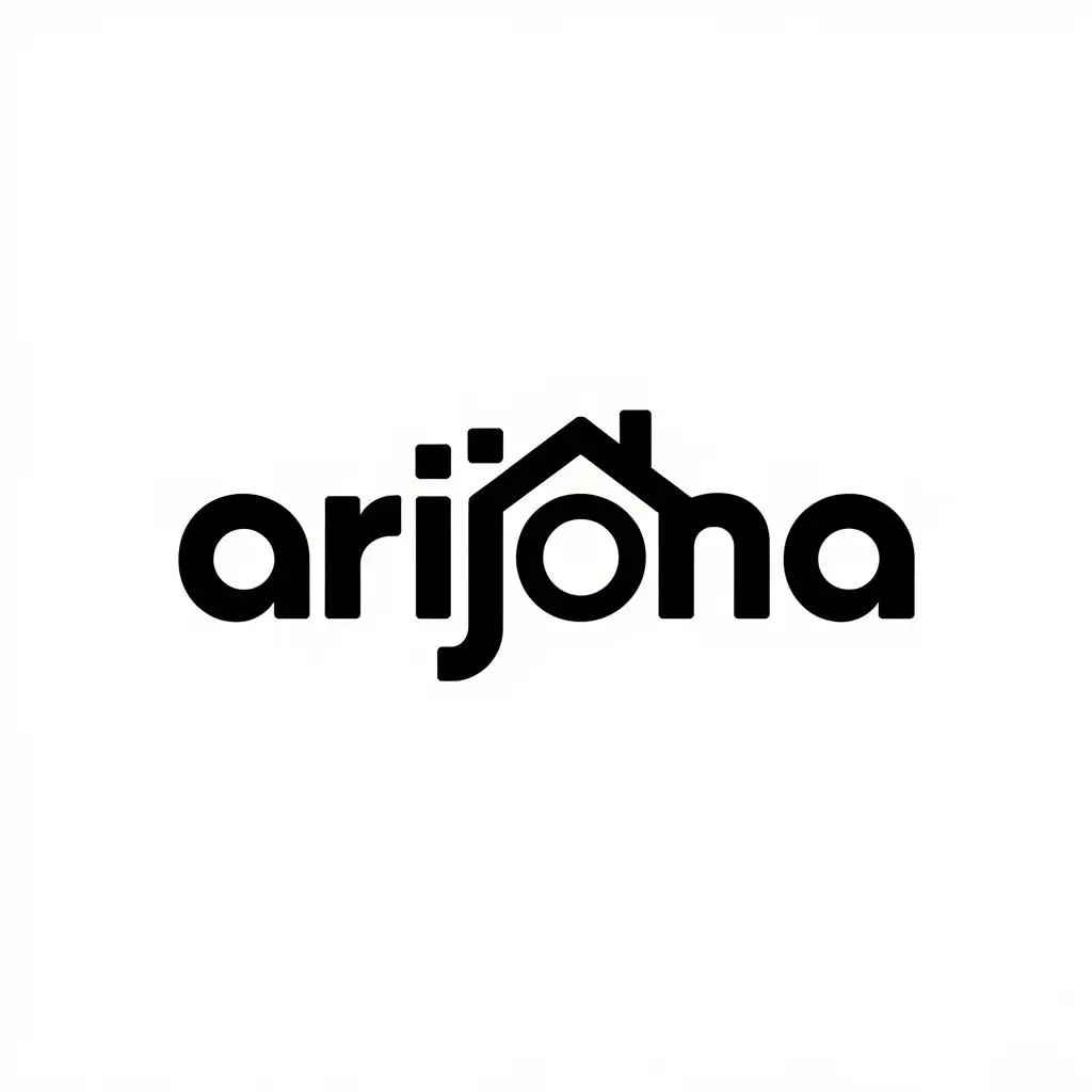 LOGO Design for Arijona Minimalist Typographic with Subtle House Shape for Internet Industry