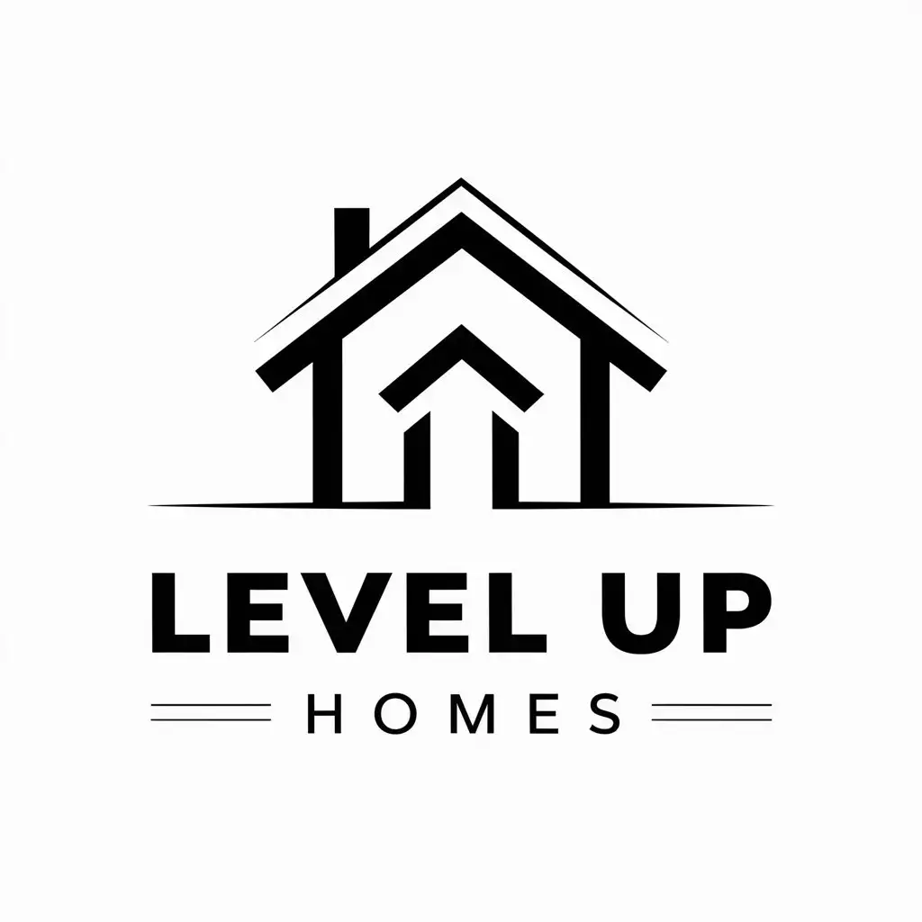 a vector logo design,with the text "Level Up homes", main symbol:House,Moderate,be used in Real Estate industry,clear background