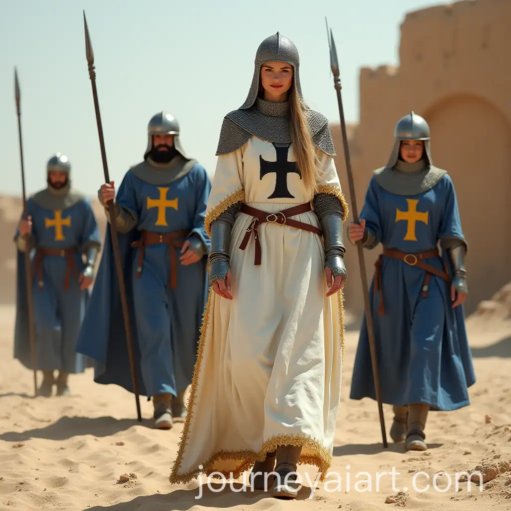 Teutonic-Woman-and-Crusader-Knights-with-Jerusalem-Crosses