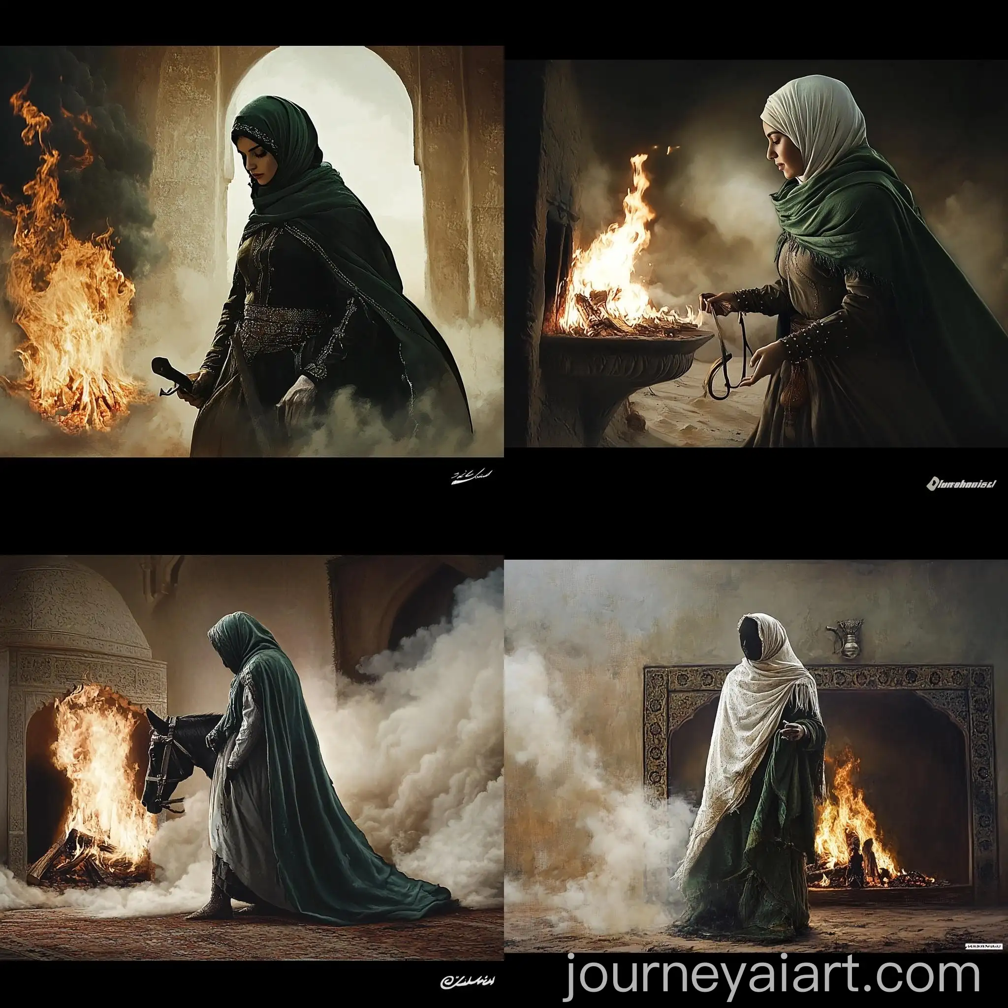 Muslim-Woman-by-Fireplace