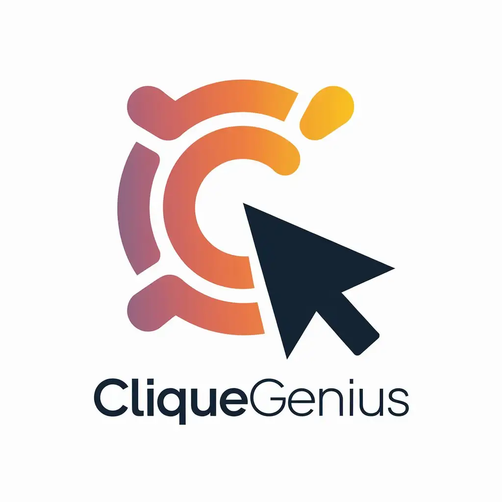 a vector logo design,with the text "CliqueGenius", main symbol:Icon of Cursor or Click,Moderate,clear background