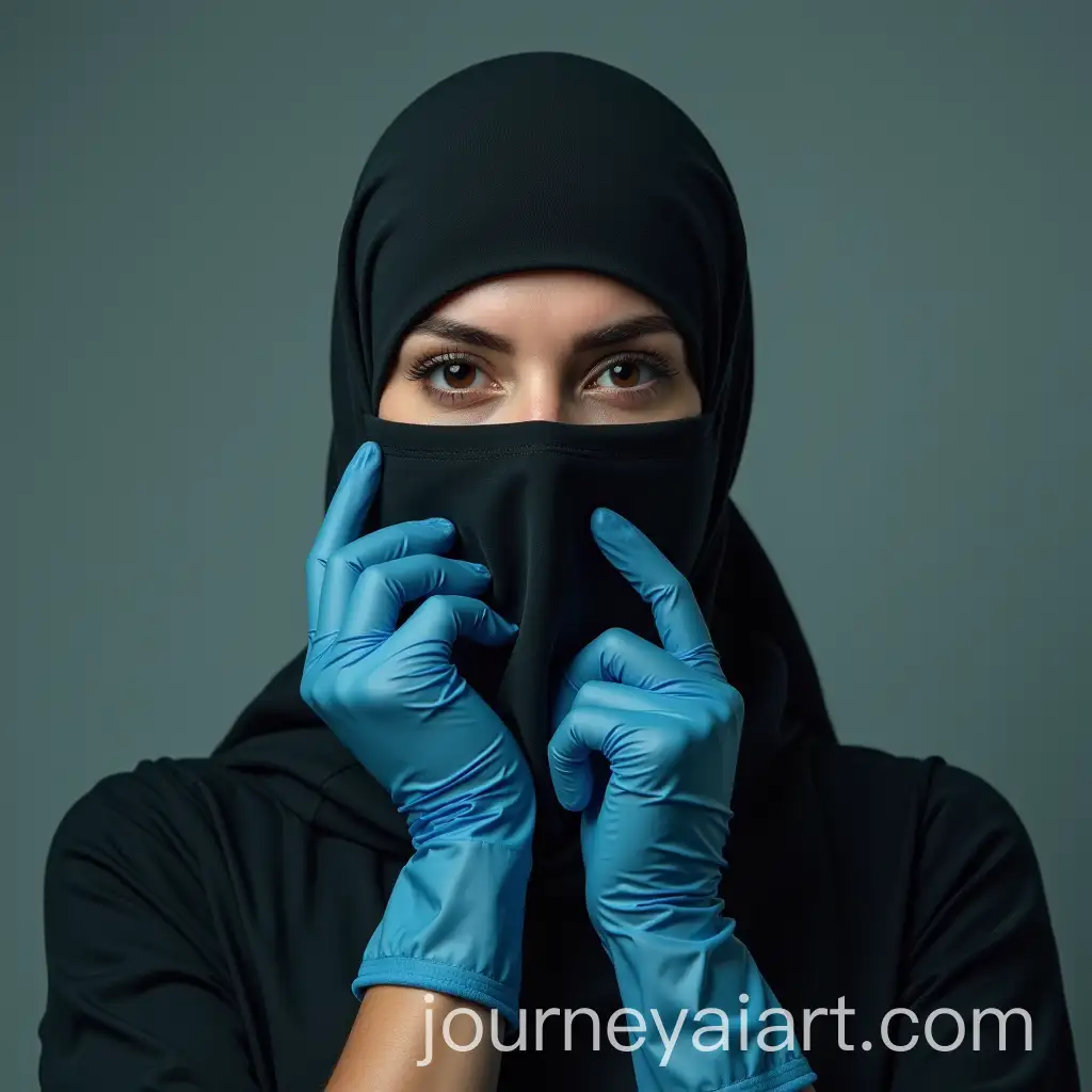 Woman-in-Tight-Niqab-and-Surgical-Gloves-Portrait-Style