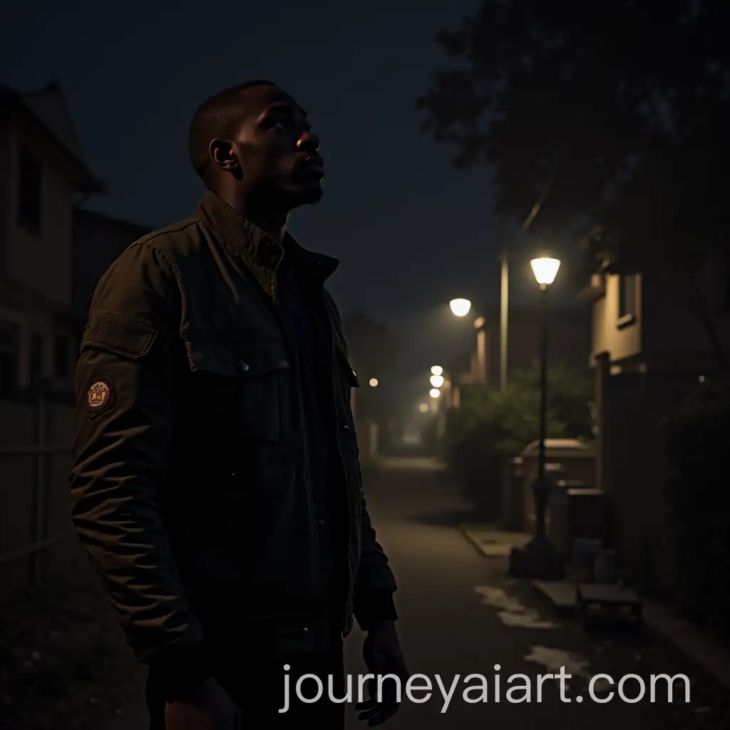 Black-Man-Getting-Arrested-in-a-Poor-Neighborhood-at-Night