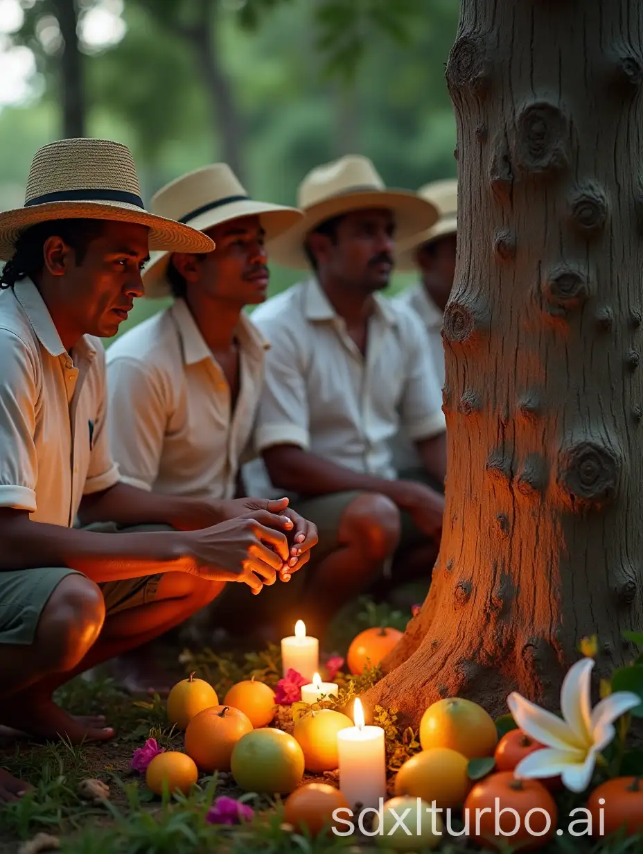 Cuban-Campesinos-Gathering-at-Ceiba-Tree-with-Offerings