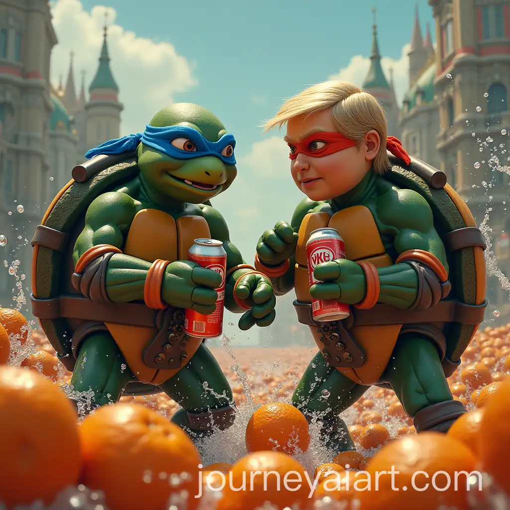 Putin-Ninja-Turtle-Engages-in-Epic-Battle-with-Donald-Trump-in-Orange-Soda-Sea